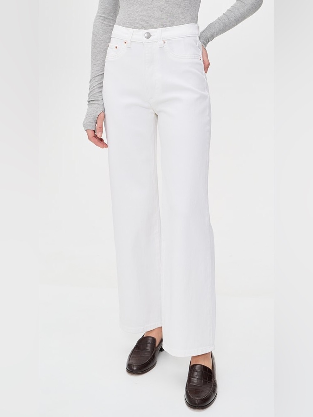 DL1961 Patti Straight High Rise Ankle Jeans | White - Picture 2 of 5